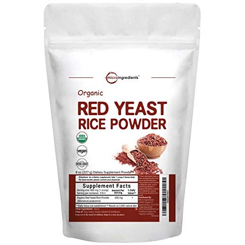 Micro Ingredients Organic Red Yeast Rice Powder, 8 Ounce, Powerfu...