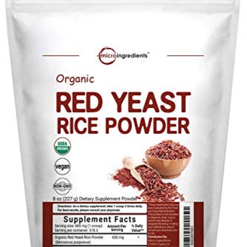Micro Ingredients Organic Red Yeast Rice Powder, 8 Ounce, Powerfu...