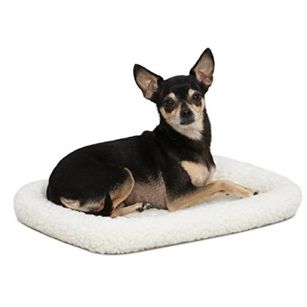 18L-Inch White Fleece Dog Bed or Cat Bed with Comfortable Bolster...