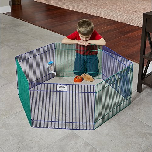 Small Animal Pet Playpen /Exercise Pen, Blue and Green,1 Count P...