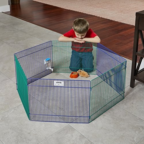 Small Animal Pet Playpen /Exercise Pen, Blue and Green,1 Count P...