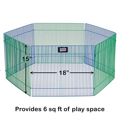 Small Animal Pet Playpen /Exercise Pen, Blue and Green,1 Count P...