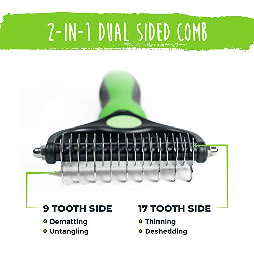 Mighty Paw Dog Grooming Rake | Dematting Pet Comb with Dual-Sided...