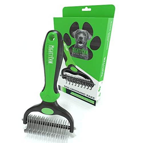 Mighty Paw Dog Grooming Rake | Dematting Pet Comb with Dual-Sided...