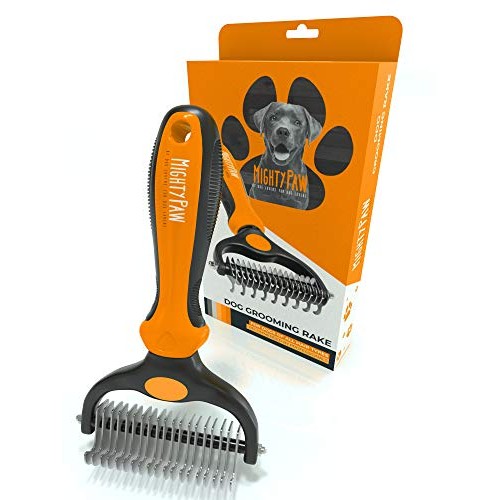 Mighty Paw Dog Grooming Rake | Dematting Pet Comb with Dual-Sided...