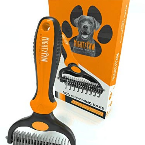 Mighty Paw Dog Grooming Rake | Dematting Pet Comb with Dual-Sided...