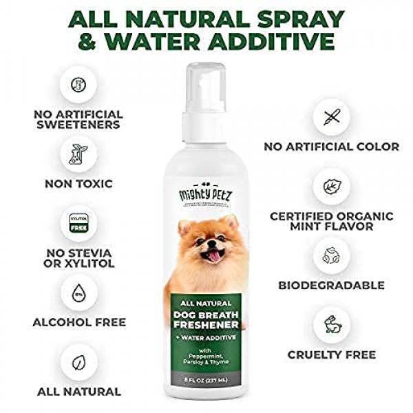 2-in-1 Dog Breath Freshener Spray & Water Additive - 8 oz Large -...