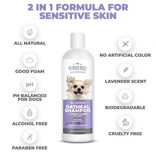 2-in-1 Oatmeal Dog Shampoo and Conditioner – All Natural Relief f...