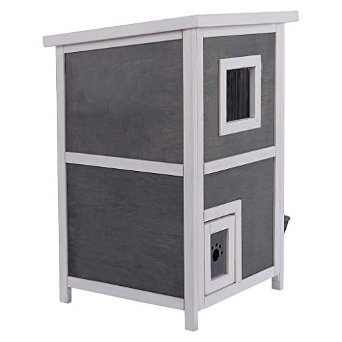 Pet House Dog Bed Cat House for Indoor Outdoor, Solid Wood 2-Floo...