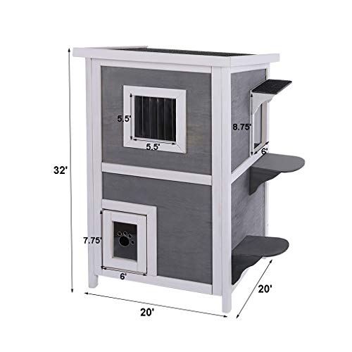 Pet House Dog Bed Cat House for Indoor Outdoor, Solid Wood 2-Floo...