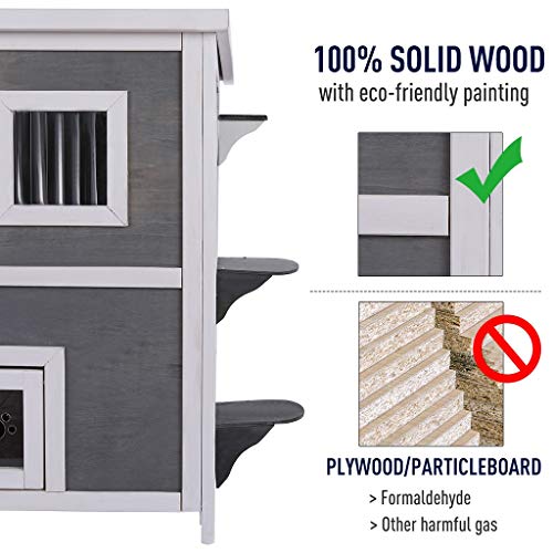 Pet House Dog Bed Cat House for Indoor Outdoor, Solid Wood 2-Floo...