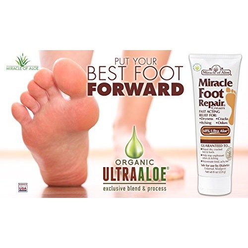 Miracle Foot Repair Cream 8 ounce tube with 60% UltraAloe PLUS Mi...