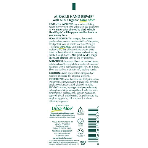 Miracle Hand Repair Cream with 60% UltraAloe 4 Oz 2-Pack