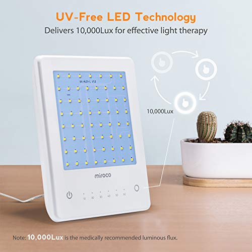 Light Therapy Lamp, Miroco UV Free 10000 Lux Brightness, Timer Fu...