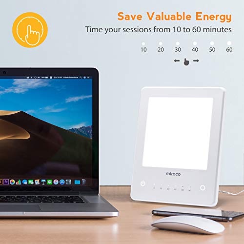 Light Therapy Lamp, Miroco UV Free 10000 Lux Brightness, Timer Fu...