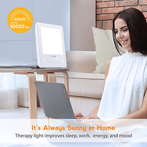 Light Therapy Lamp, Miroco UV Free 10000 Lux Brightness, Timer Fu...
