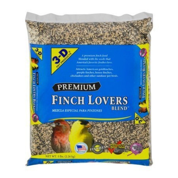 3-D Pet Products Premium Finch Lovers Blend Dry Parrot Food, 5 LB