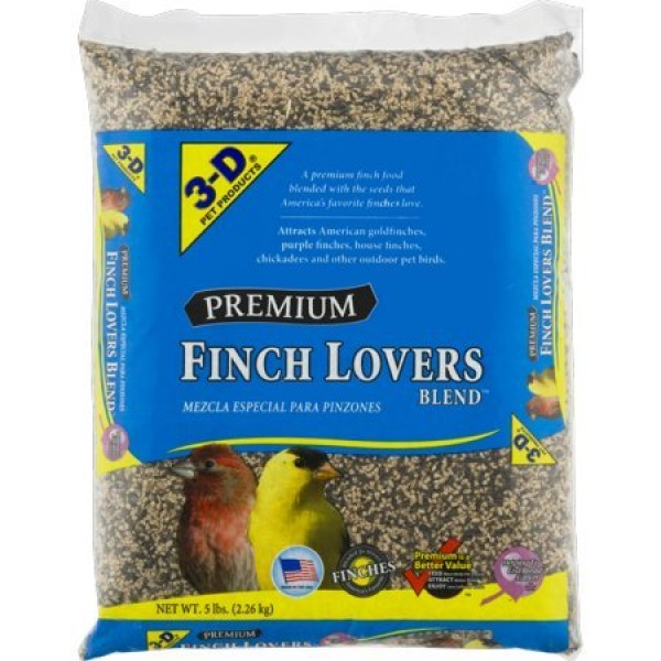 3-D Pet Products Premium Finch Lovers Blend Dry Parrot Food, 5 LB