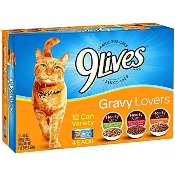 9Lives Hearty Cuts Gravy Favorites Wet Cat Food Variety Pack, 5.5...