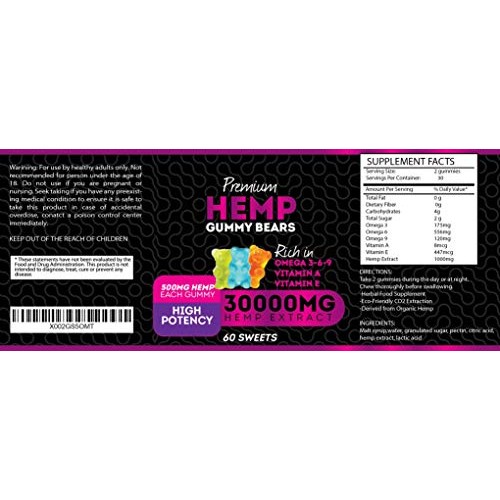 Hemp Gummies Premium 30000 High Potency - Fruity Gummy Bear with ...