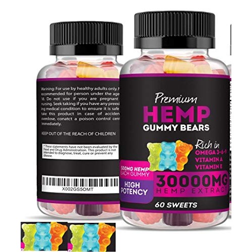 Hemp Gummies Premium 30000 High Potency - Fruity Gummy Bear with ...