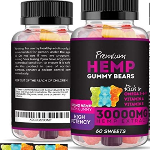 Hemp Gummies Premium 30000 High Potency - Fruity Gummy Bear with ...
