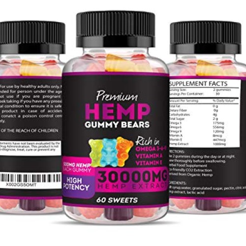 Hemp Gummies Premium 30000 High Potency - Fruity Gummy Bear with ...