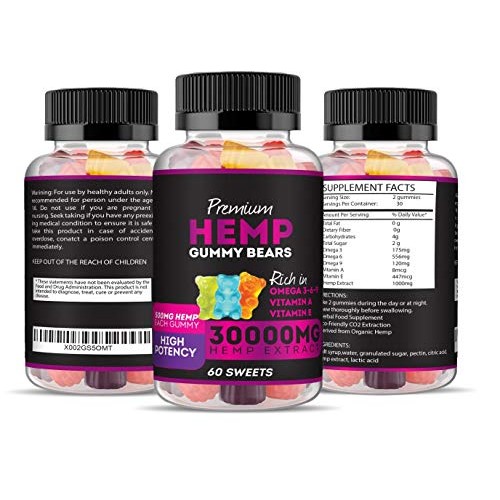 Hemp Gummies Premium 30000 High Potency - Fruity Gummy Bear with ...