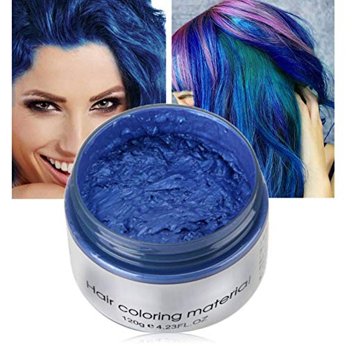 MKYUHP Blue Hair Color Wax, Unisex Hair Wax Color Dye Styling Cre...