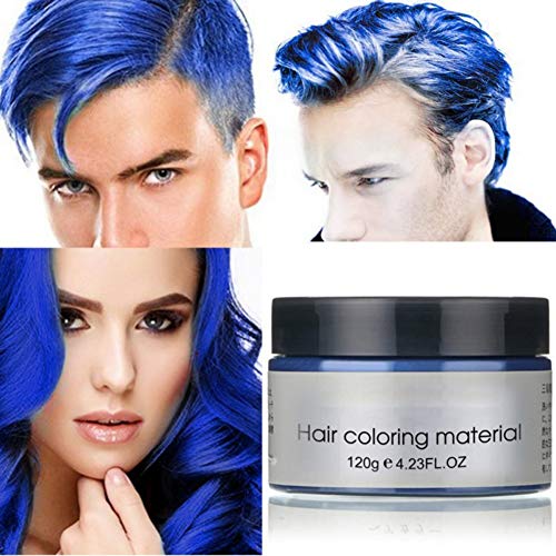 MKYUHP Blue Hair Color Wax, Unisex Hair Wax Color Dye Styling Cre...