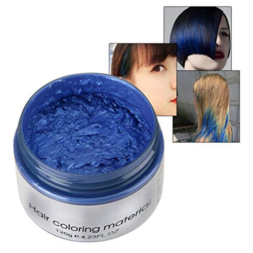 MKYUHP Blue Hair Color Wax, Unisex Hair Wax Color Dye Styling Cre...