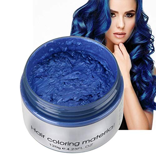 MKYUHP Blue Hair Color Wax, Unisex Hair Wax Color Dye Styling Cre...