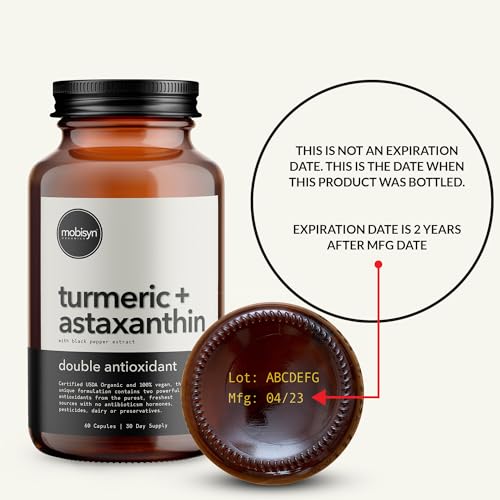Mobisyn Organic Turmeric Supplement 1500mg, Triple Strength Astax...