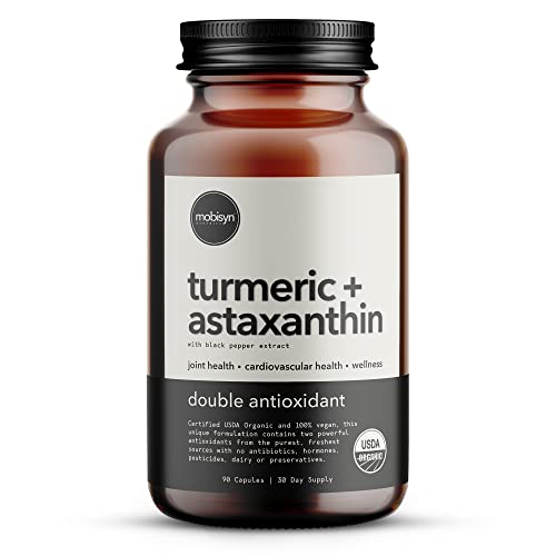Mobisyn Organic Turmeric Supplement 1500mg, Triple Strength Astax...
