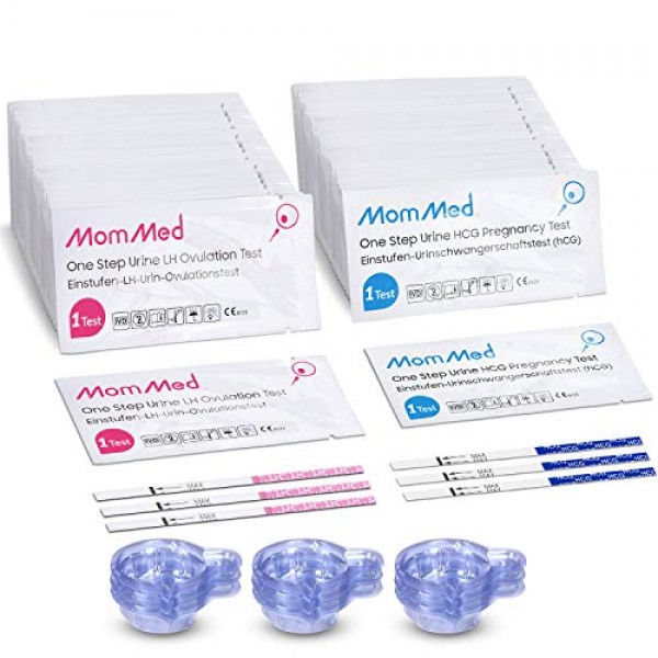 MomMed Ovulation and Pregnancy Test Strips HCG20-LH60, Includes...