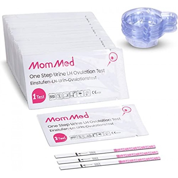 MomMed Ovulation Test Strips LH60 with Free 60 Collection Cups,...