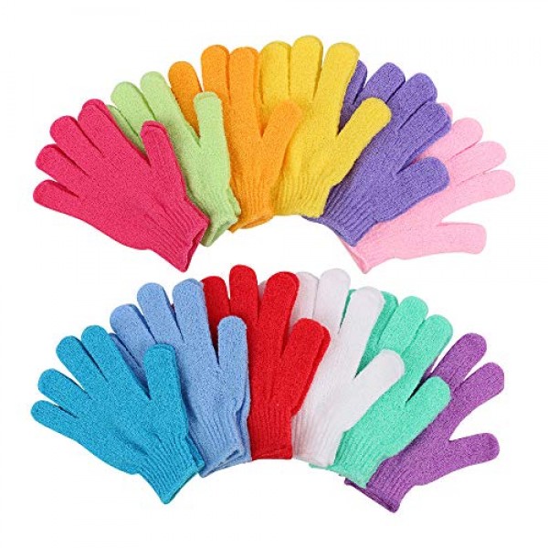 12 Pairs Double Sided Exfoliating Gloves Body Scrubber Scrubbing ...