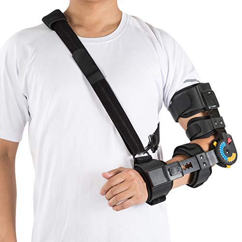 Hinged ROM Elbow Brace with Strap, Post OP Elbow Brace Stabilizer...
