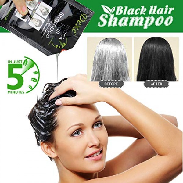 MQUPIN Natural Ingredients Instant Black Hair Dye Shampoo Semi-Pe...