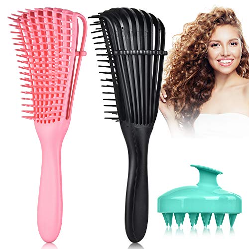 3 Pack Detangling Hair Brush Set, Detangler Brush Comb for Natura...