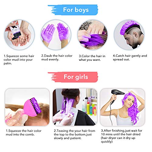 Unisex Temporary Modeling Hair Color Wax, Instant Hairstyle Mud C...