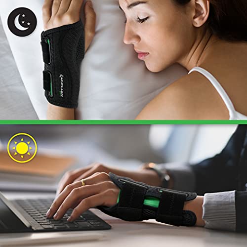 MUELLER Green Fitted Wrist Brace, Black, Right Hand, Large/Extra ...