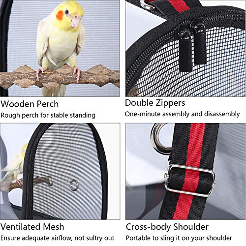 MUMAX Bird Parrot Travel Carrier Handbag Carrying Bag with Wooden...