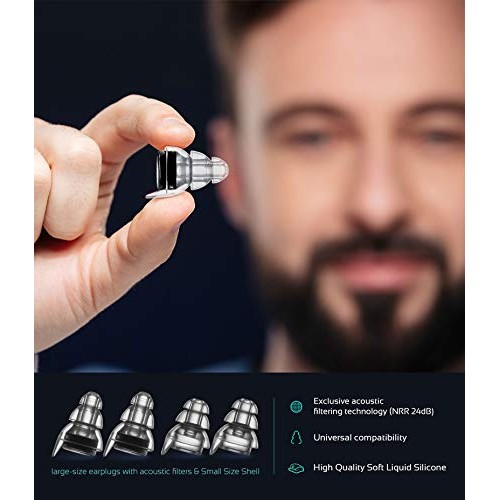 High Fidelity Concert Earplugs, Reusable Musicians Ear Plugs, 24d...