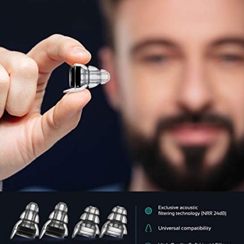 High Fidelity Concert Earplugs, Reusable Musicians Ear Plugs, 24d...