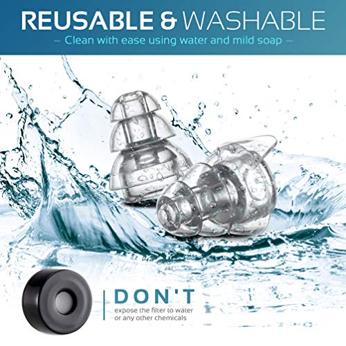 High Fidelity Concert Earplugs, Reusable Musicians Ear Plugs, 24d...