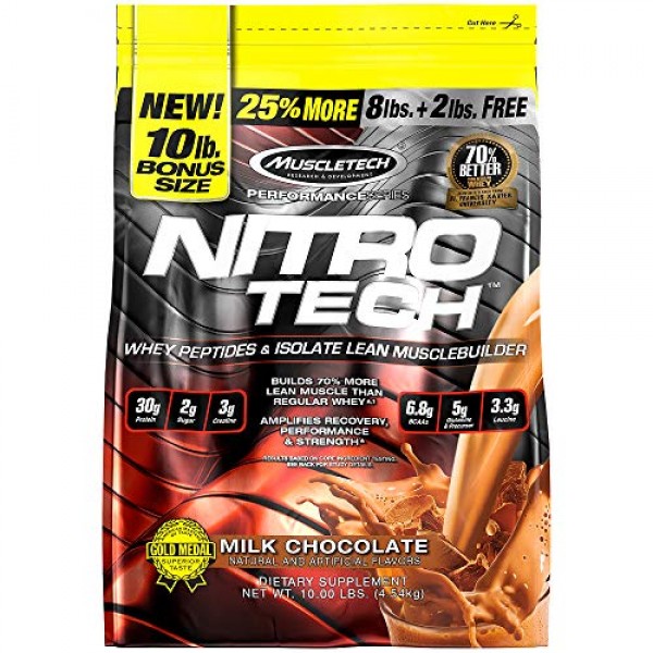 Whey Protein Powder | MuscleTech Nitro-Tech Whey Protein Isolate ...