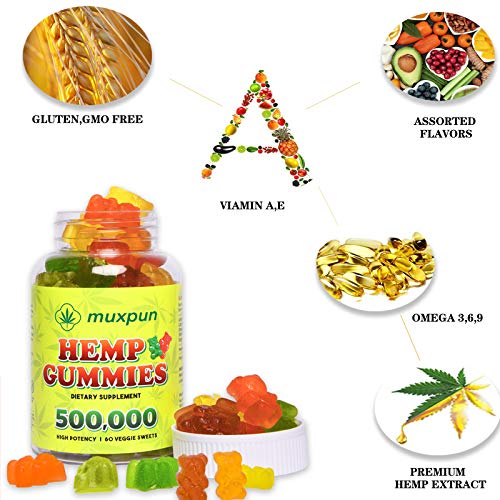 Vegan Ηēmp Gummiēs 500,000, MUXPUN Organic Hēmp Gummy Bears for P...