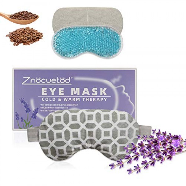 2 in 1 Heated/Ice Eye Mask Moist Heat Eye Mask Lavender & Flaxsee...