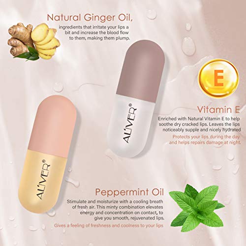 Lip Plumper 2Pcs, Ginger & Peppermint Lip Enhancer,Lip Care Serum...
